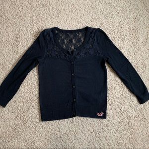 Navy Blue Hollister Lace Cardigan